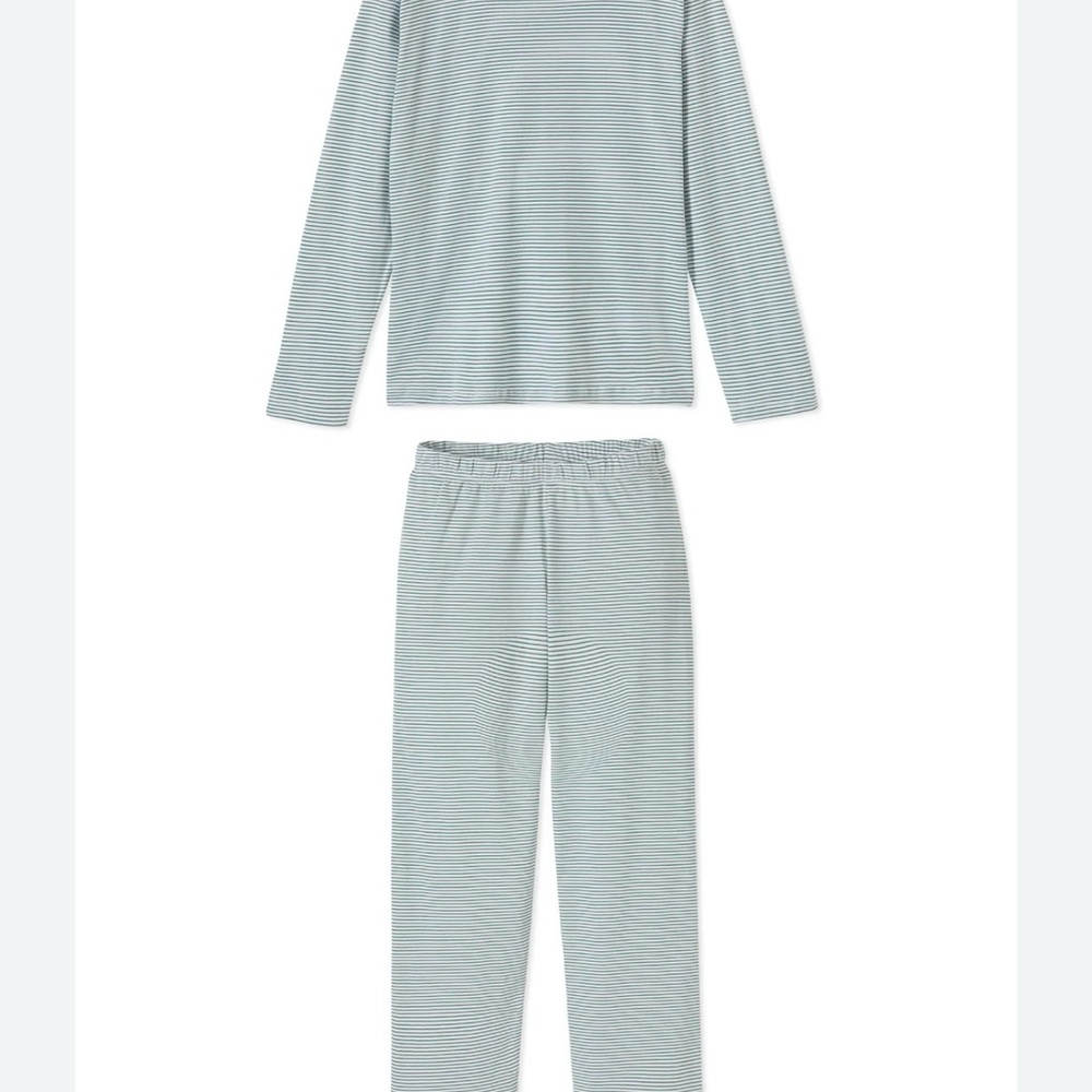 LAKE Women's Striped Pajama Set - GREEN PIMA COTTON